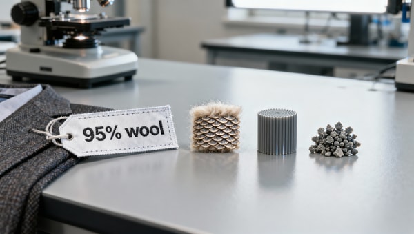 Formal wear labels listing '95% wool' — why the missing 5% matters more than you think