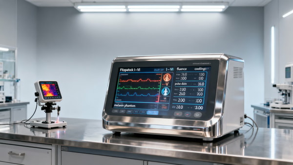 Medical aesthetics lasers where skin type classification (Fitzpatrick I–VI) changes actual output settings