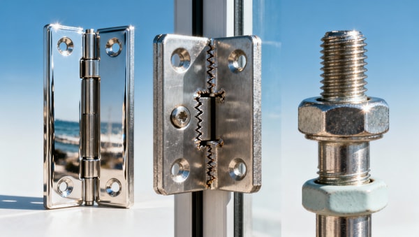 Architectural hardware with hidden corrosion risks in coastal buildings