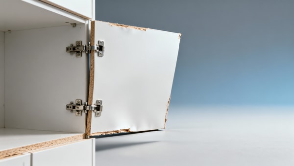 Wardrobe systems sagging after six months — particleboard strength vs. hinge load limits