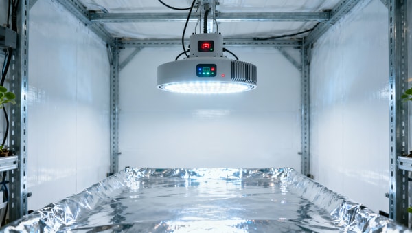 Indoor LED grow lights with ‘auto-sensing’ modes often misread reflective surfaces as canopy density