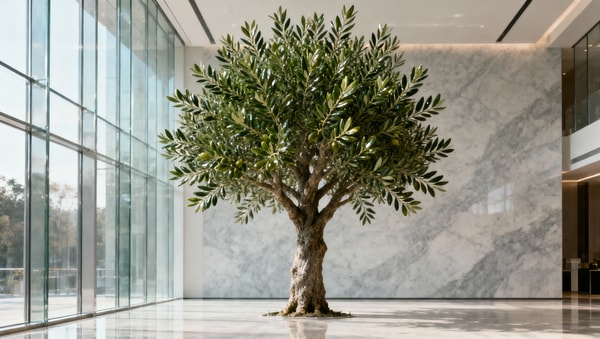 Faux olive tree indoor: UV fading timeline in commercial lobbies vs. residential spaces