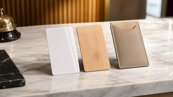 Custom printed hotel key cards: PVC or wood for a better guest feel?