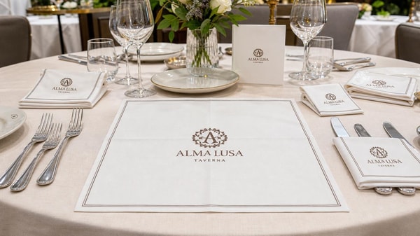 Custom printed napkins that keep logos sharp after unfolding