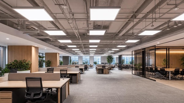 Office LED panel lights that cut glare without dim workspaces