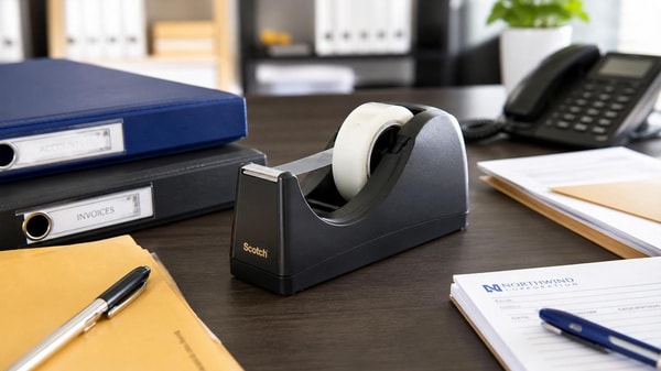 Office tape dispensers that stay stable on fast-paced desks