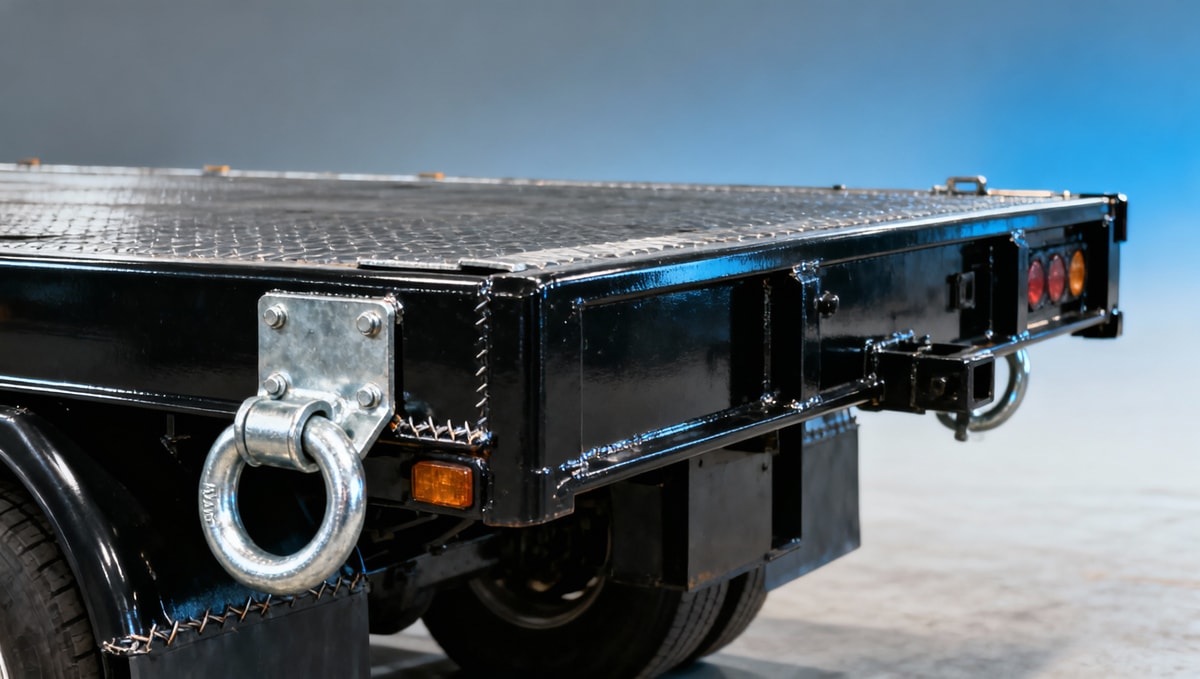 Flatbed trailer tie-down point fatigue cracks appear earlier than rated cycle life — field inspection findings