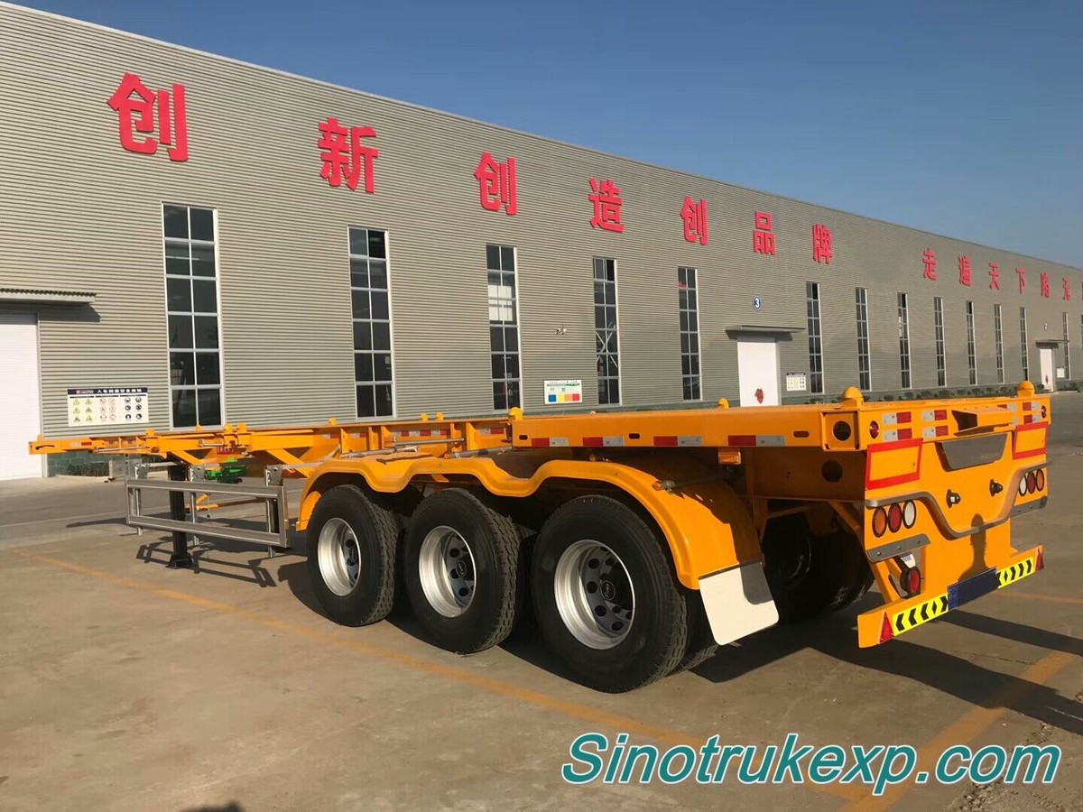3 Axles 40FT Straight Frame Container Skeleton Semi Trailer