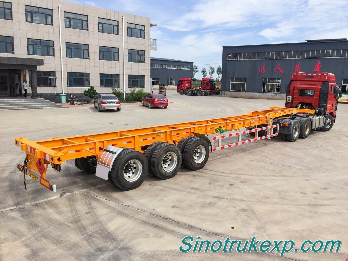 3 Axles 48FT Goose neck Container Skeleton Semi Trailer