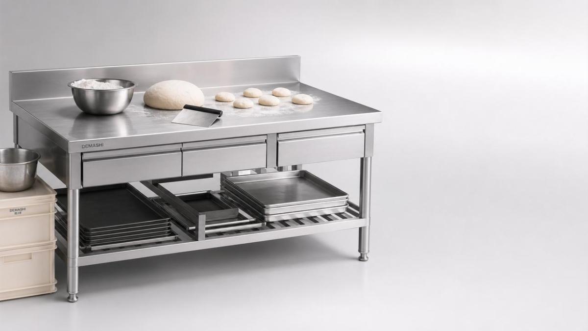 Bakery Worktable features that improve dough station flow