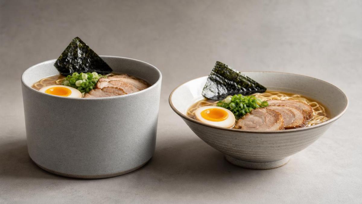 Ceramic ramen bowl depth and rim shape both affect presentation