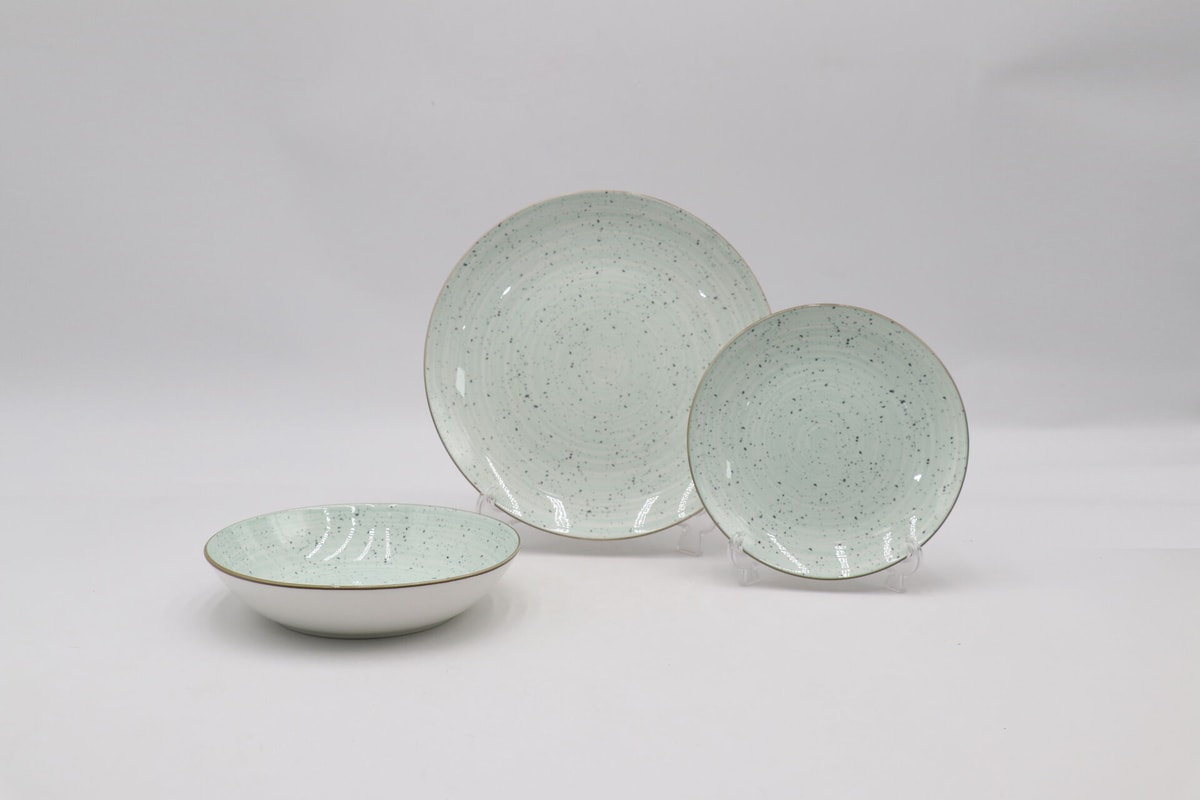 Dinner Plates Ceramic Plate Set. Flat Colorful Pattern Dining Plates for Kitchen/Family. Dishwasher/Microwave/Oven Safe
