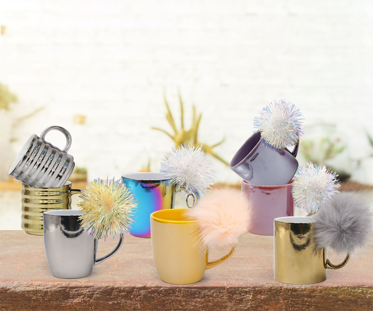 Electroplated Ceramic Mug, Cute Creative Handle Mug Design for Office and Home, for decor