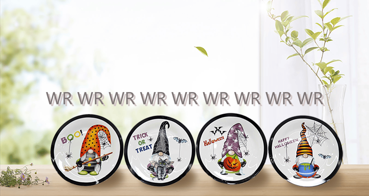 WR  Halloween 7.5in/10.5in Ceramic Plate For Decoration