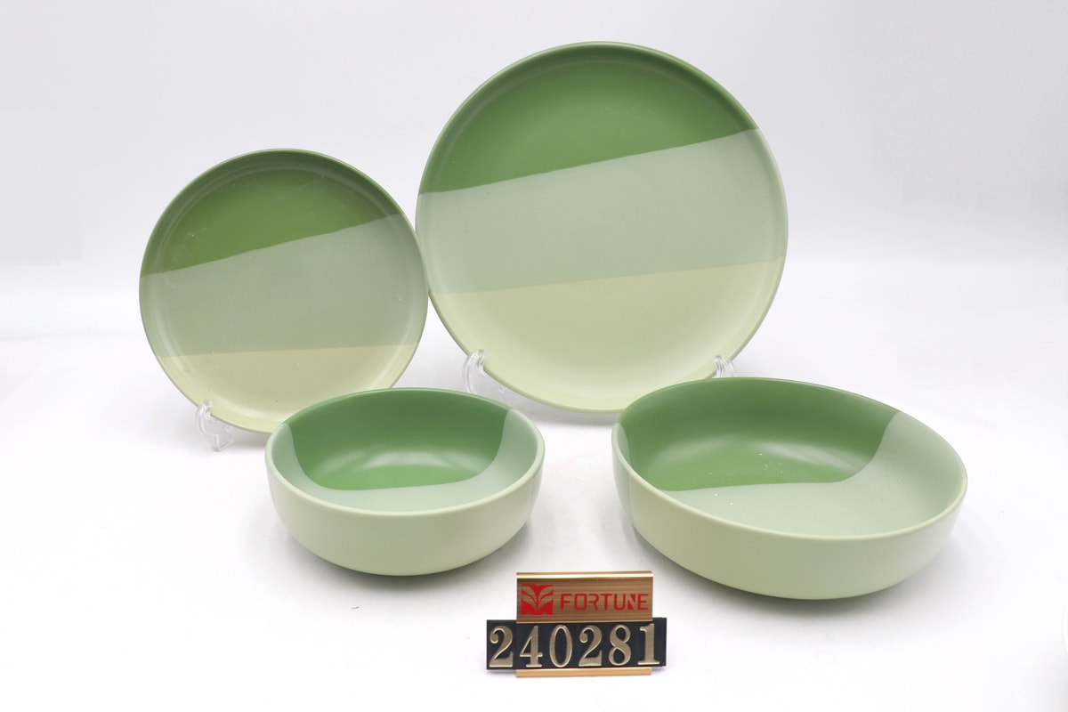 Modern Ceramic Dinnerware Set, Multicolor Matte Glaze Stoneware Tableware, Green