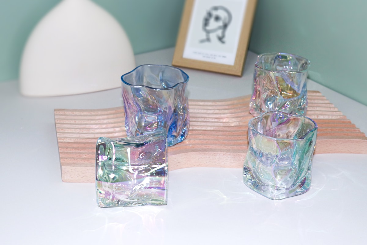 Irregular Drink Glassware Cup , Thickened Glass Electroplating Glass Water Mug for Whiskey, Wine, Beer, Juice, Mojito and Cocktail