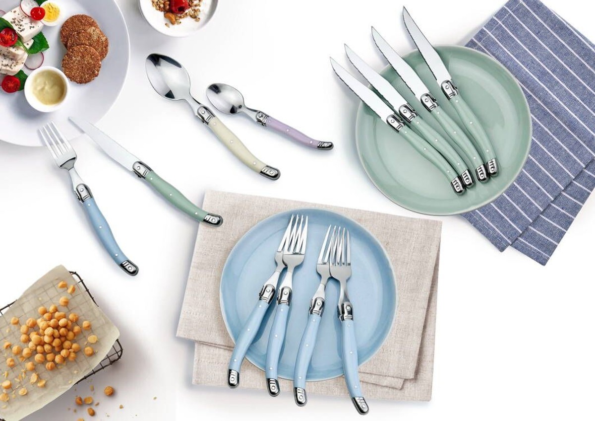 Silverware Set with Colored Handles, Premium Stainless Steel Cutlery Set, Mirror Polish Flatware Set,  Kitchen Utensils Sets Include Forks Spoons Knives