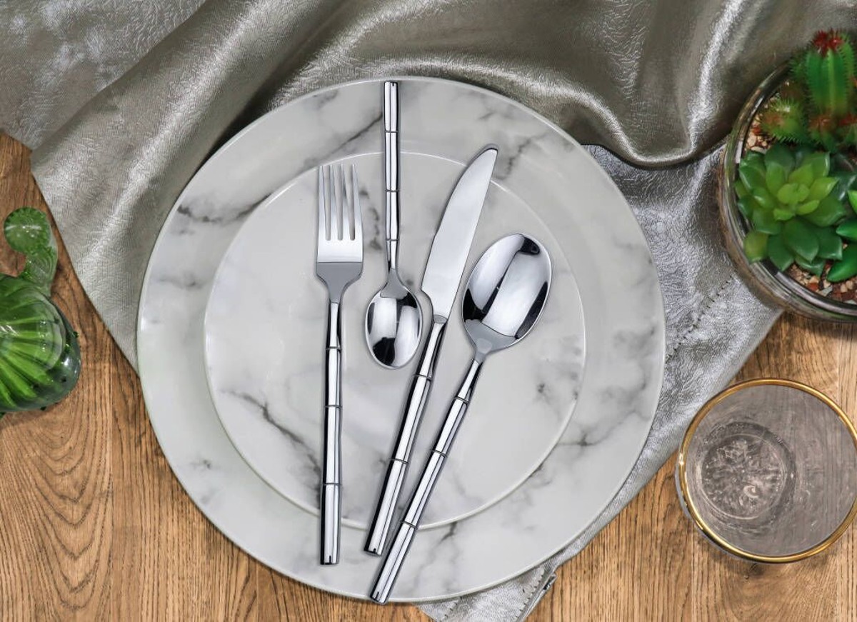 Premium Stainless Steel Cutlery Set, Durable Metal Silverware Flatware, Mirror Polished Spoons Forks and Knives