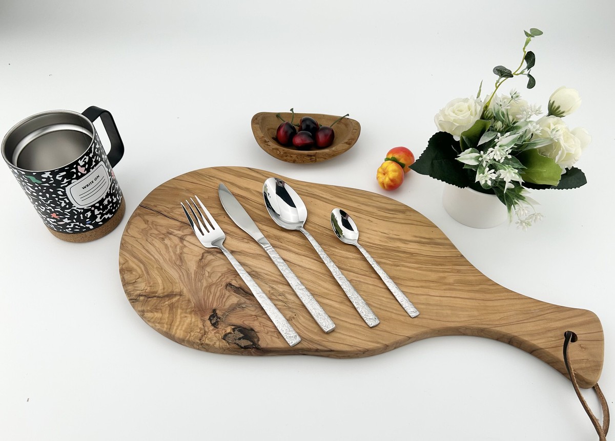 Hammered Silverware Flatware, Premium Stainless Steel Cutlery Set, Mirror Finish & Dishwasher Safe, Use for Home, Restaurant