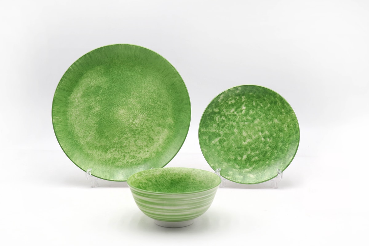 Ceramic Dinnerware Set, Green Color Tableware, Bowl/Plate