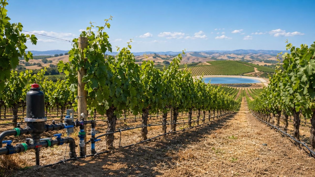 High-efficiency irrigation systems for vineyards in dry seasons