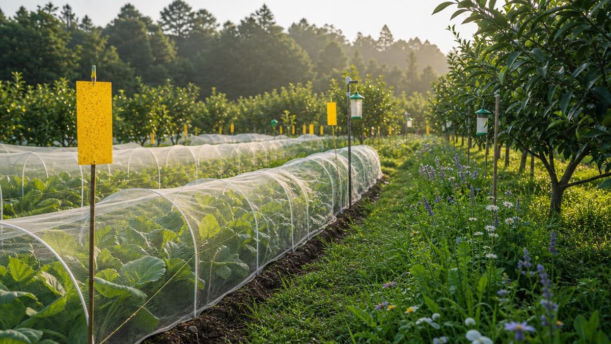Which organic farming pest control methods work without residue concerns