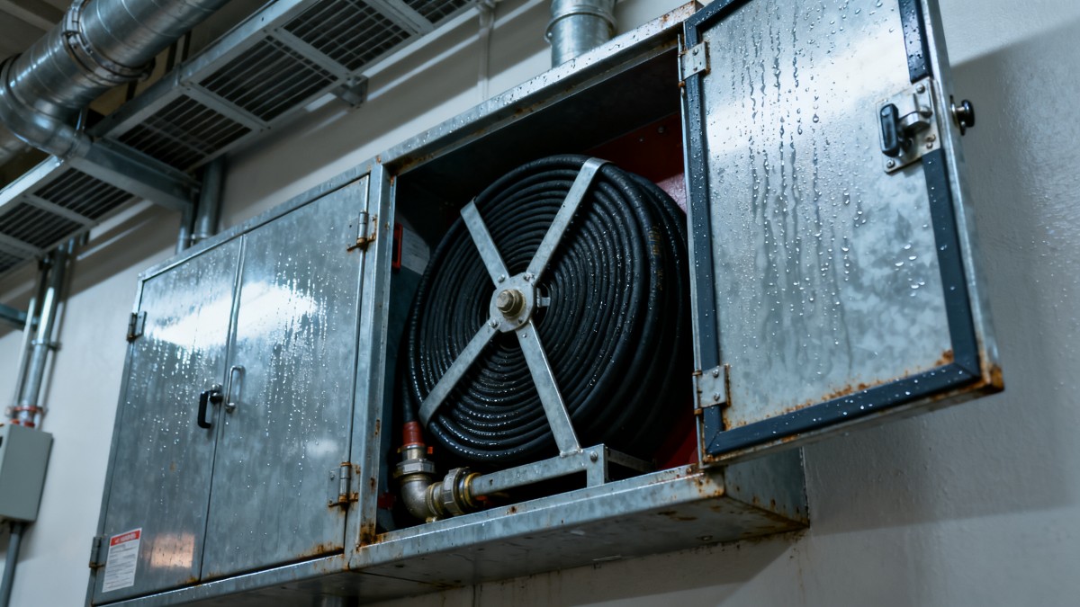 Why fire hose reel cabinets fail early in humid locations