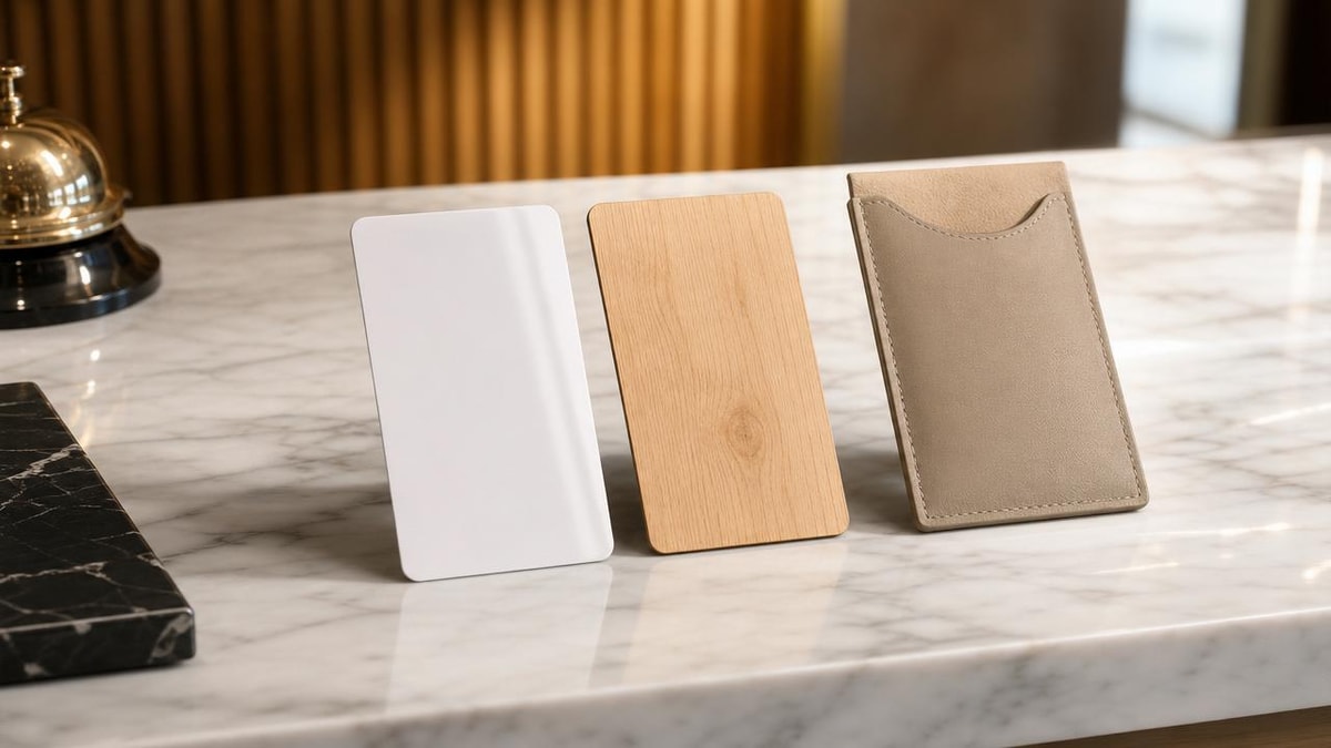 Custom printed hotel key cards: PVC or wood for a better guest feel?