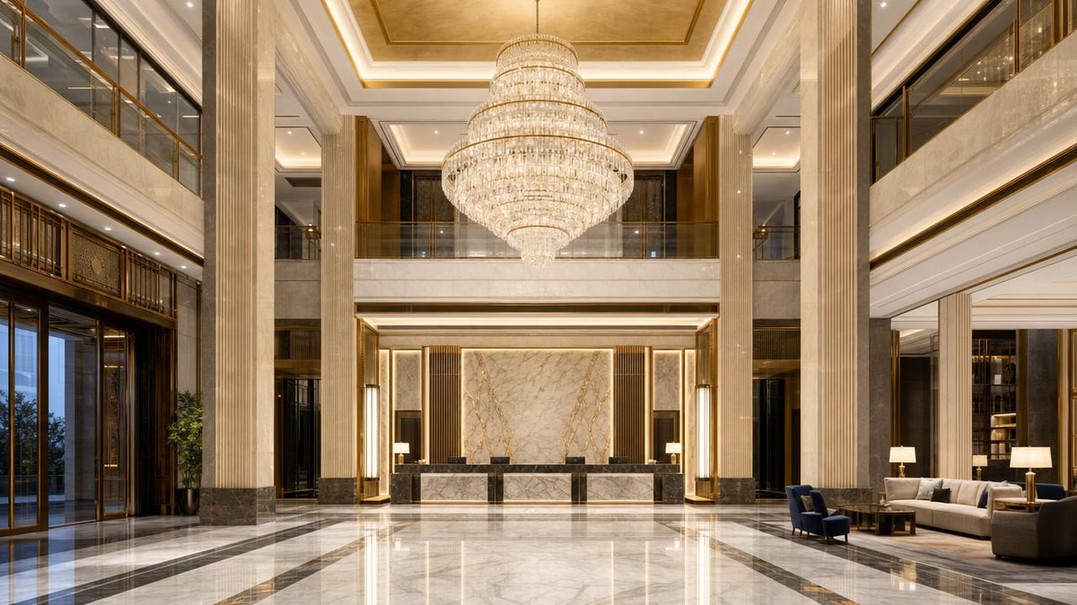 Hotel lobby chandeliers: how size mistakes affect the whole arrival experience