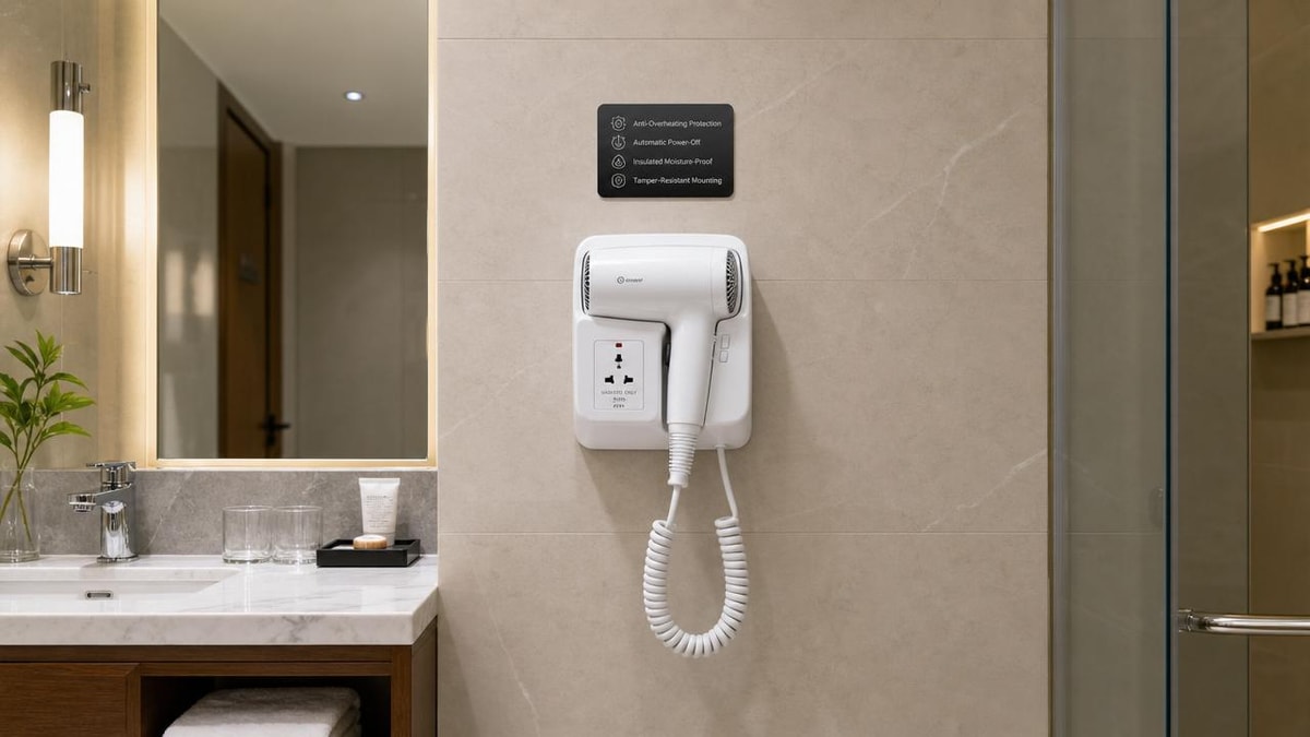 Hotel hair dryers wall mounted: safety features worth checking