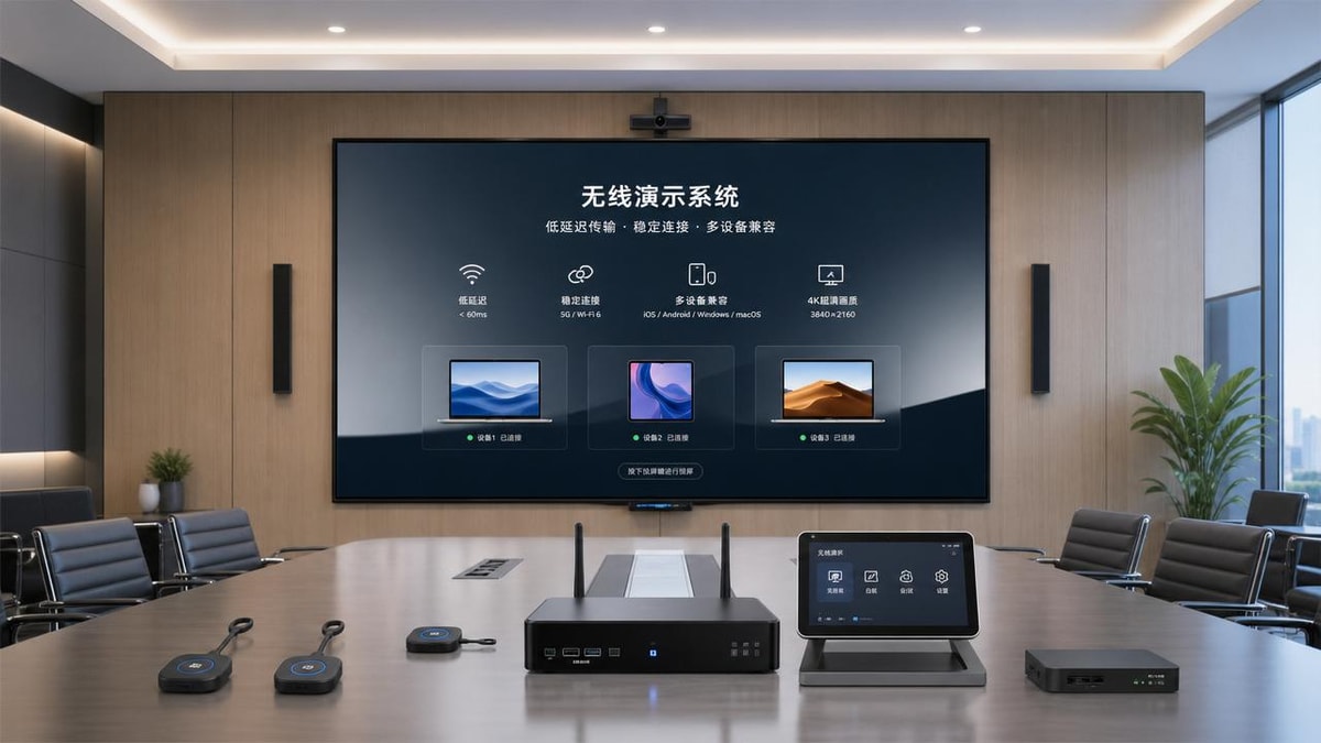 Wireless presentation systems that solve lag in larger rooms
