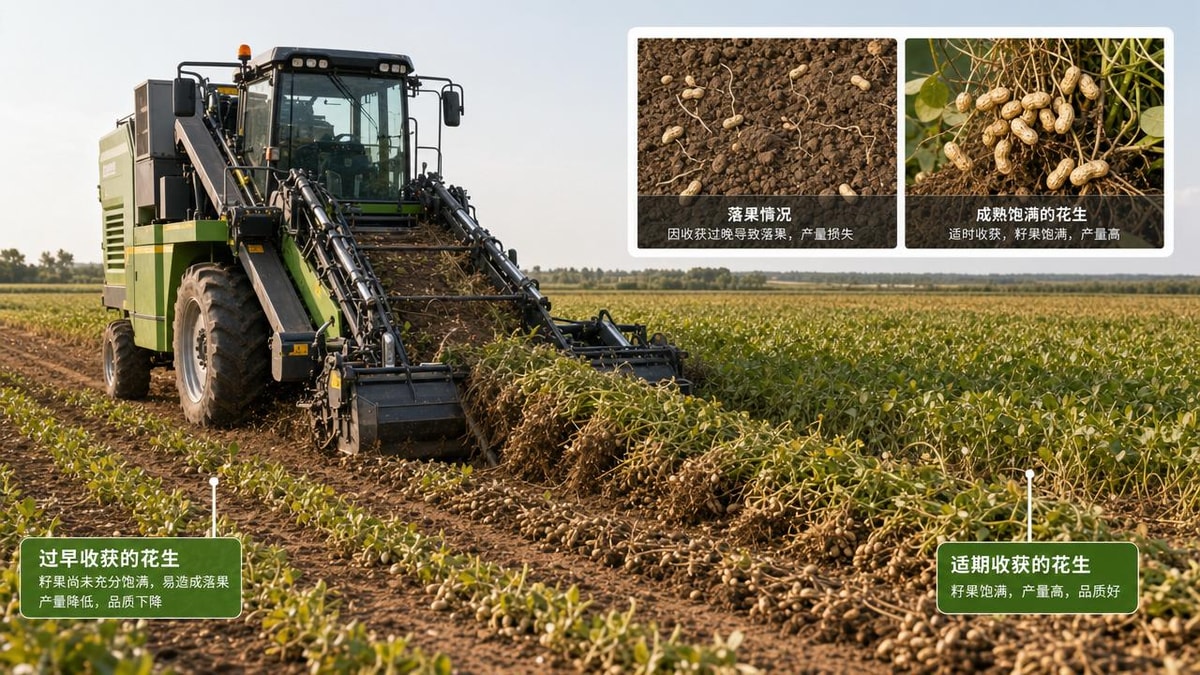 Peanut digger machines and the yield loss caused by wrong timing