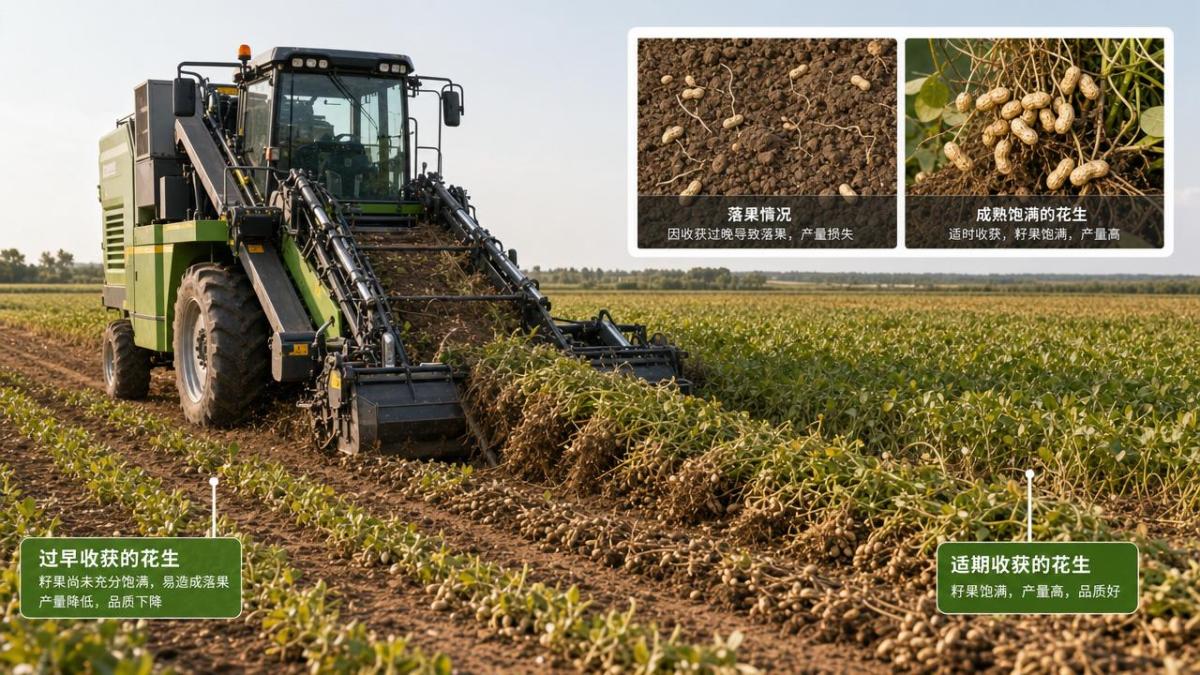 Peanut digger machines and the yield loss caused by wrong timing