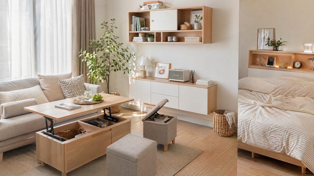 Home decor for small spaces that adds storage without bulk