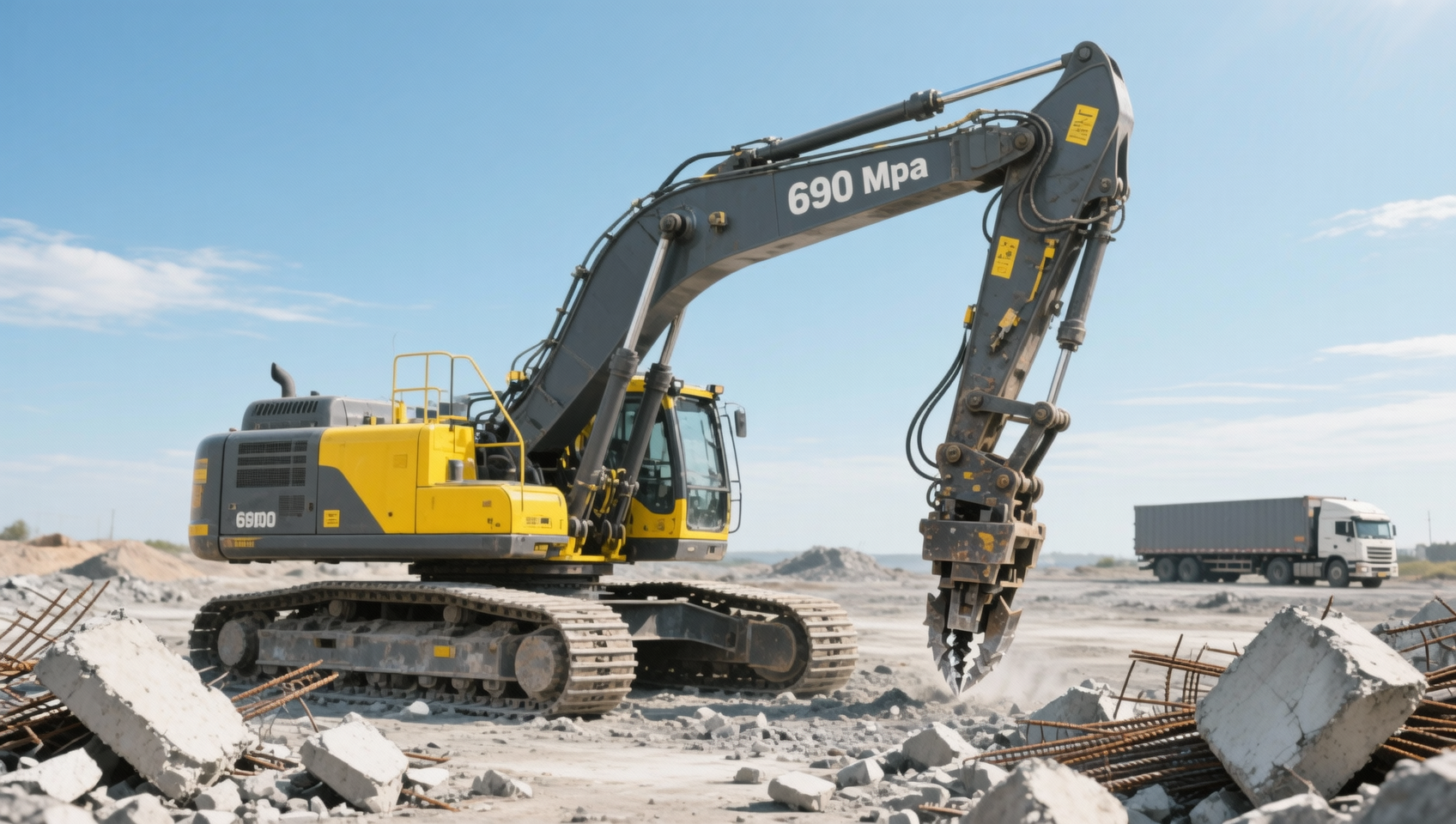 Which excavators for demolition actually handle reinforced concrete without boom fatigue?