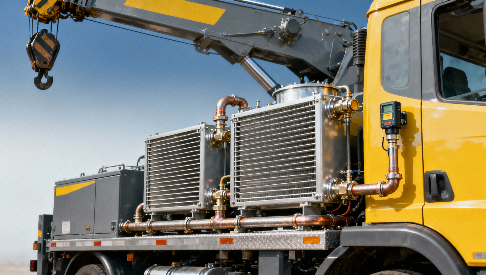 Truck crane hydraulic oil temperature rise correlates with boom cycle frequency — thermal data snapshot