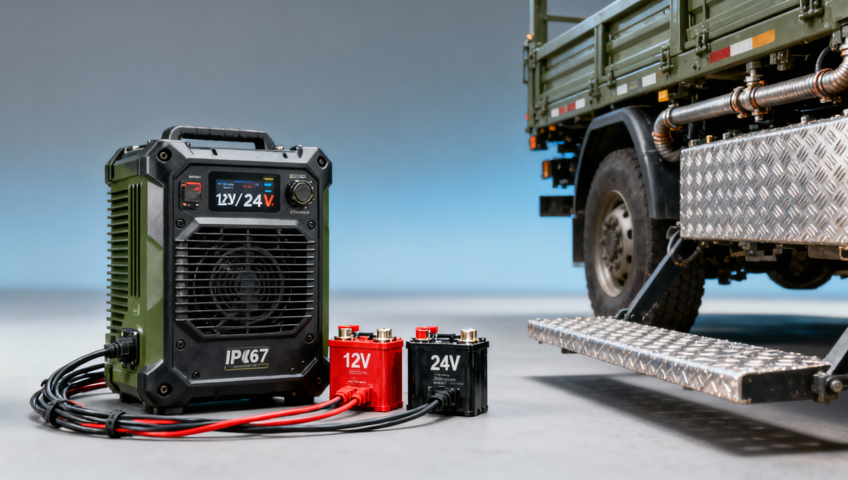 Military truck battery systems now require dual-voltage support — legacy chargers can’t keep up