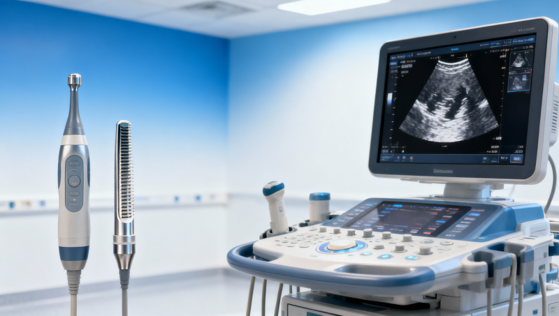 Choosing an ultrasound transducer frequency range for mixed cases
