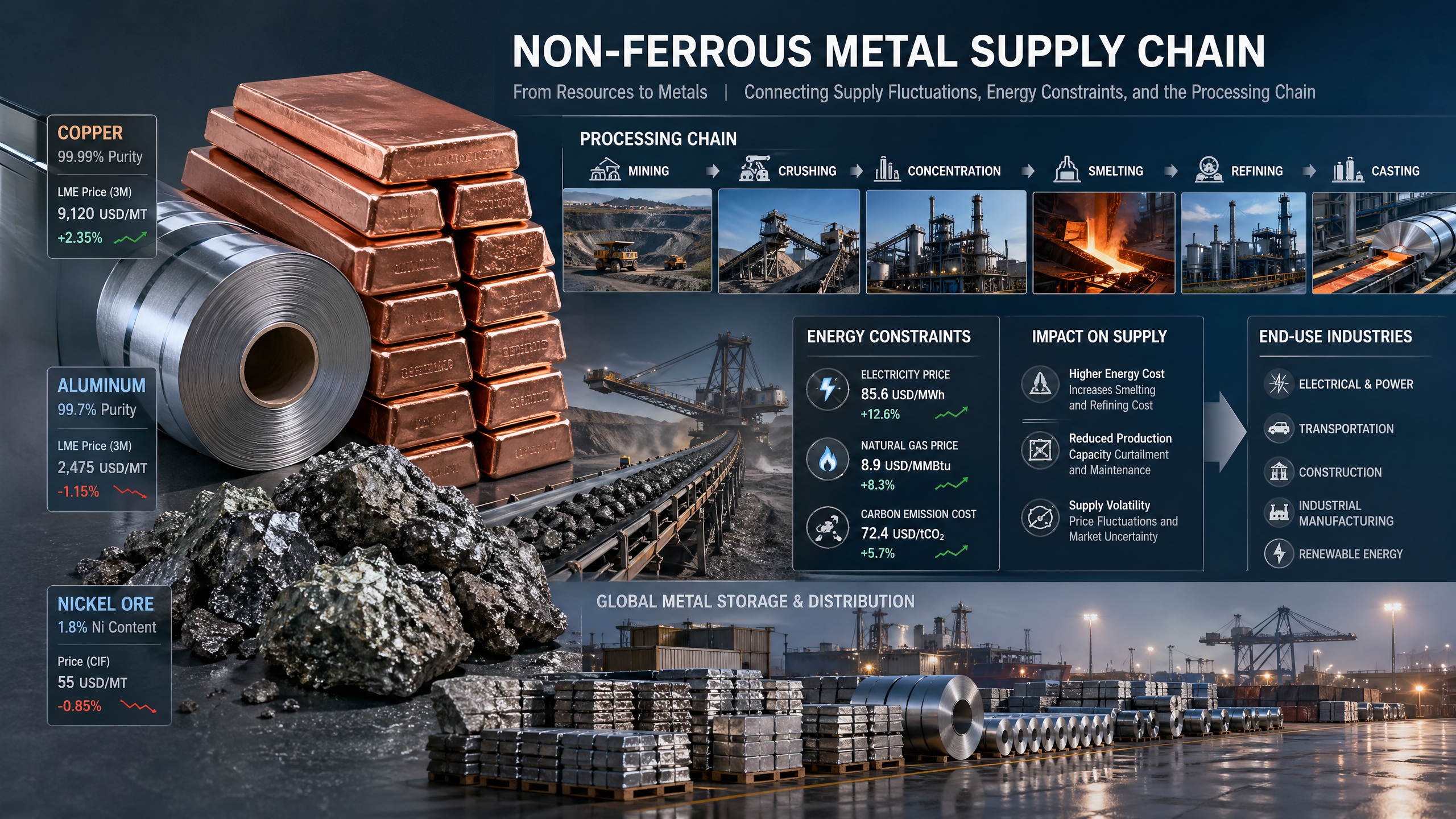 What shifts non-ferrous metals prices faster than demand